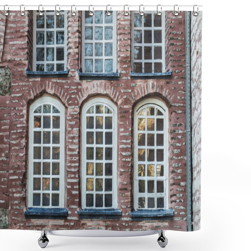 Personality  Beautiful Stone And Bricks Facades Shower Curtains