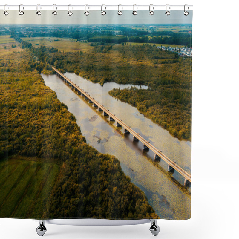 Personality  Aerial Drone View Of The Historical Bridge In The Netherlands Shower Curtains