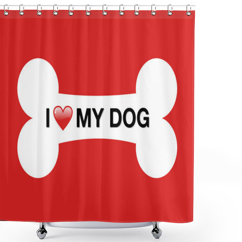 Personality  I Love My Dog Cartoon Bone Shower Curtains