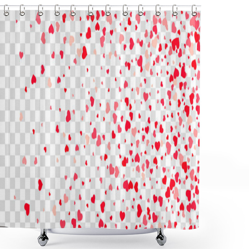 Personality  Heart Of Confetti Falls On The Background. Shower Curtains