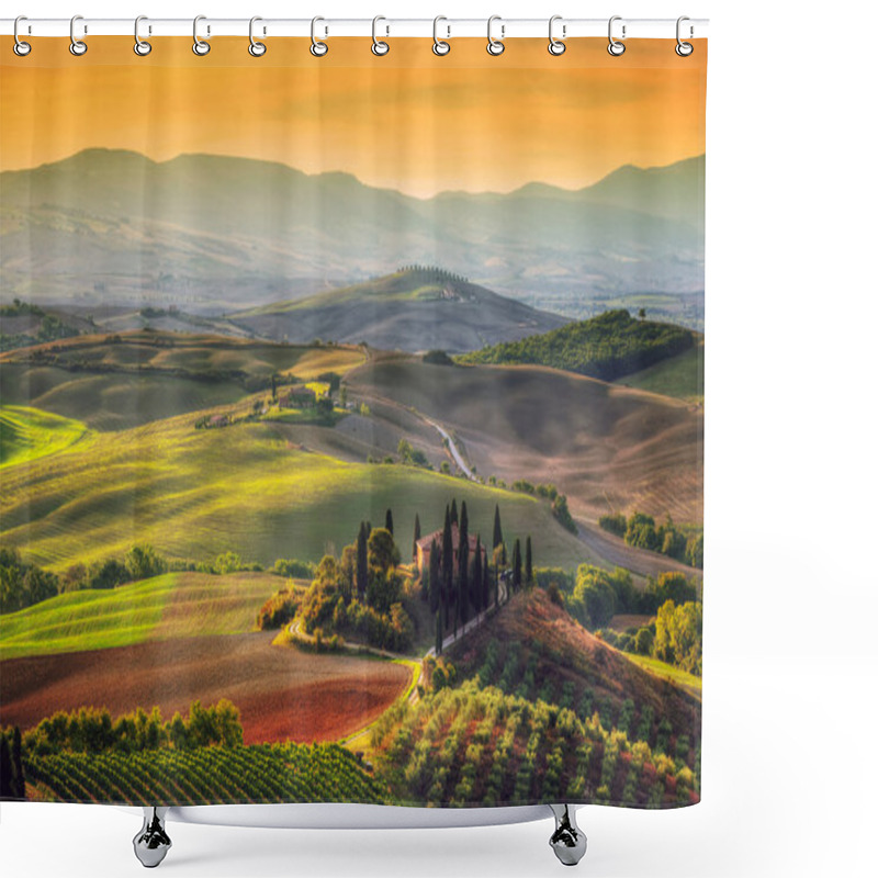 Personality  Tuscany Landscape At Sunrise. Shower Curtains