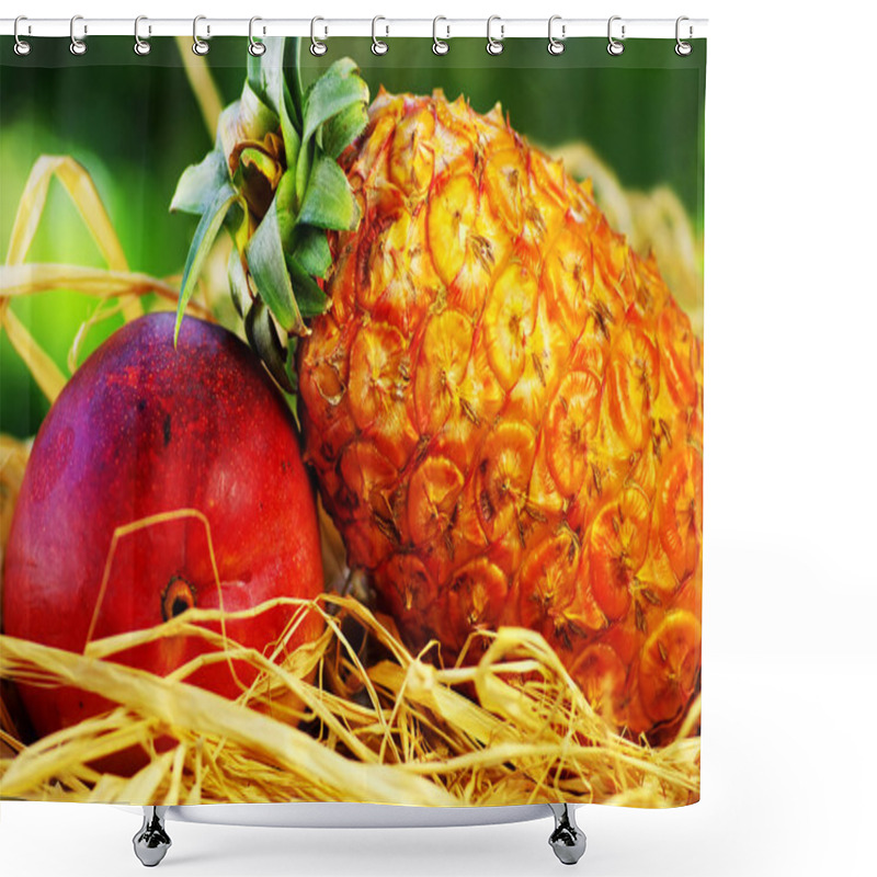 Personality  Raw Tropical Fruits, Pineapple And Mango Shower Curtains