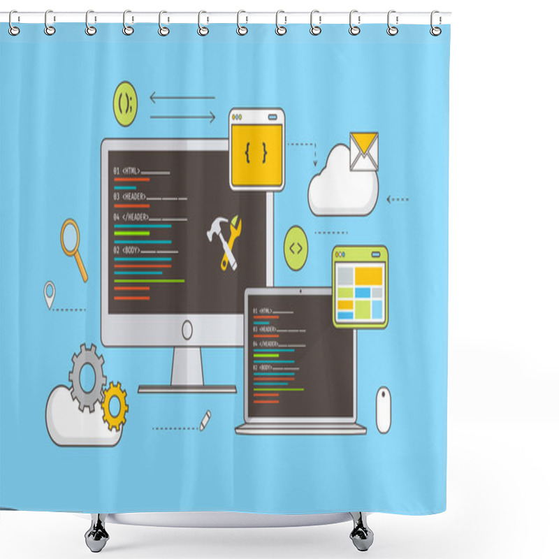 Personality  Infographic Elements For Web Development. Shower Curtains