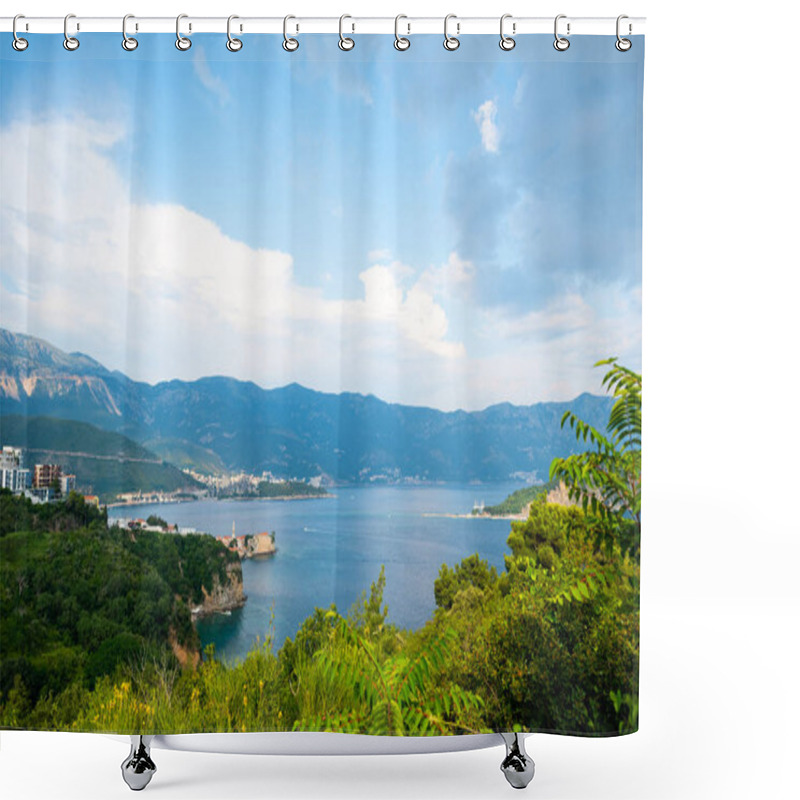 Personality  Landscape Of Adriatic Sea And Coastal Town In Budva, Montenegro Shower Curtains