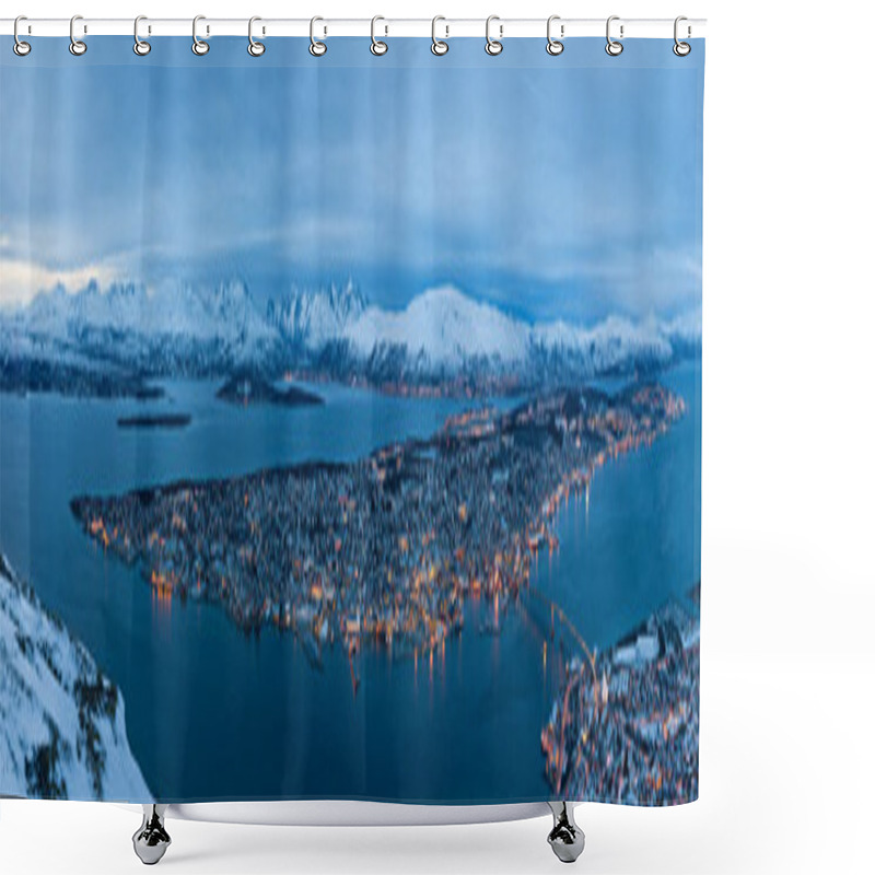 Personality  Panoramic View Of Tromso In Norway Shower Curtains