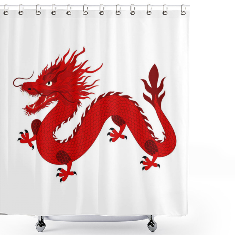 Personality  Red Chinese Dragon. Zodiac Symbol. New Year 2024 Symbol.Vector Shower Curtains