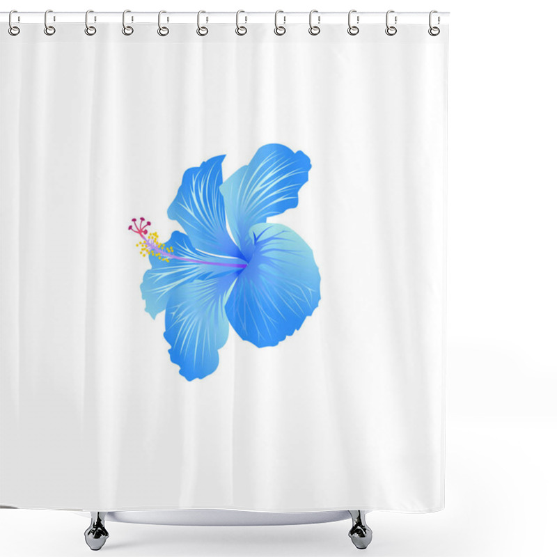 Personality  Beautiful Blooming Hibiscus, Tropical Flower, Hibiscus Icon Vector, Shower Curtains