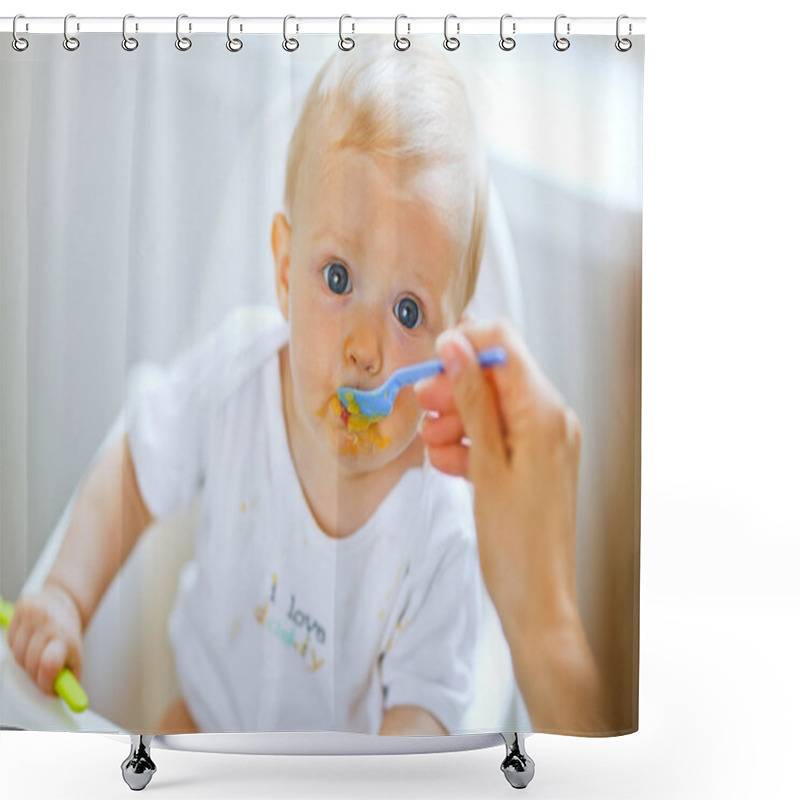 Personality  Eat Smeared Pretty Baby Eating From Spoon Shower Curtains