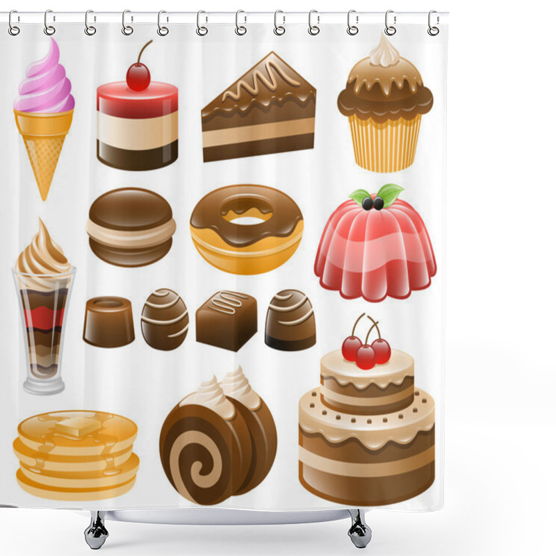 Personality  Dessert Icon Set, Sweets, Confectionery Shower Curtains