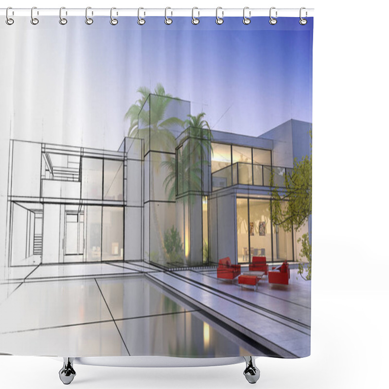 Personality  Luxury Villa Design In Progress Shower Curtains