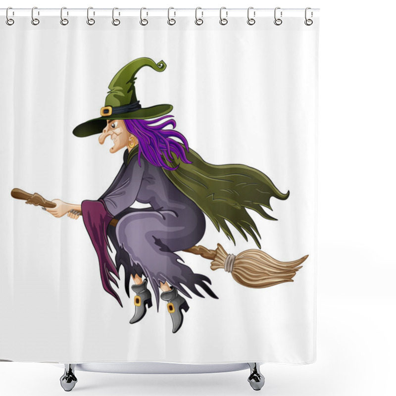 Personality  Illustration Of Halloween Witch Shower Curtains