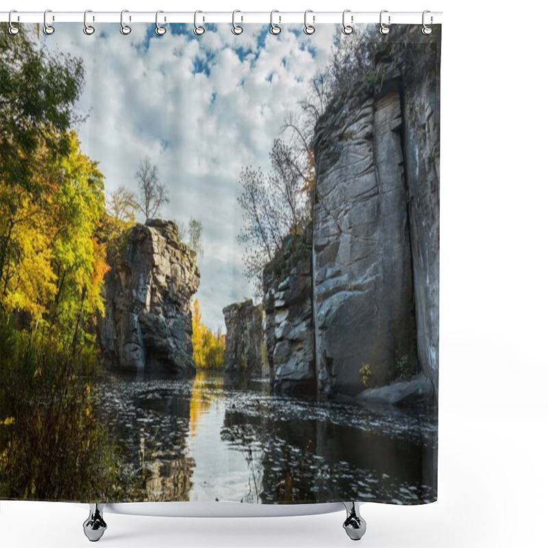 Personality  Magnificent River Canyon In The Fall Shower Curtains