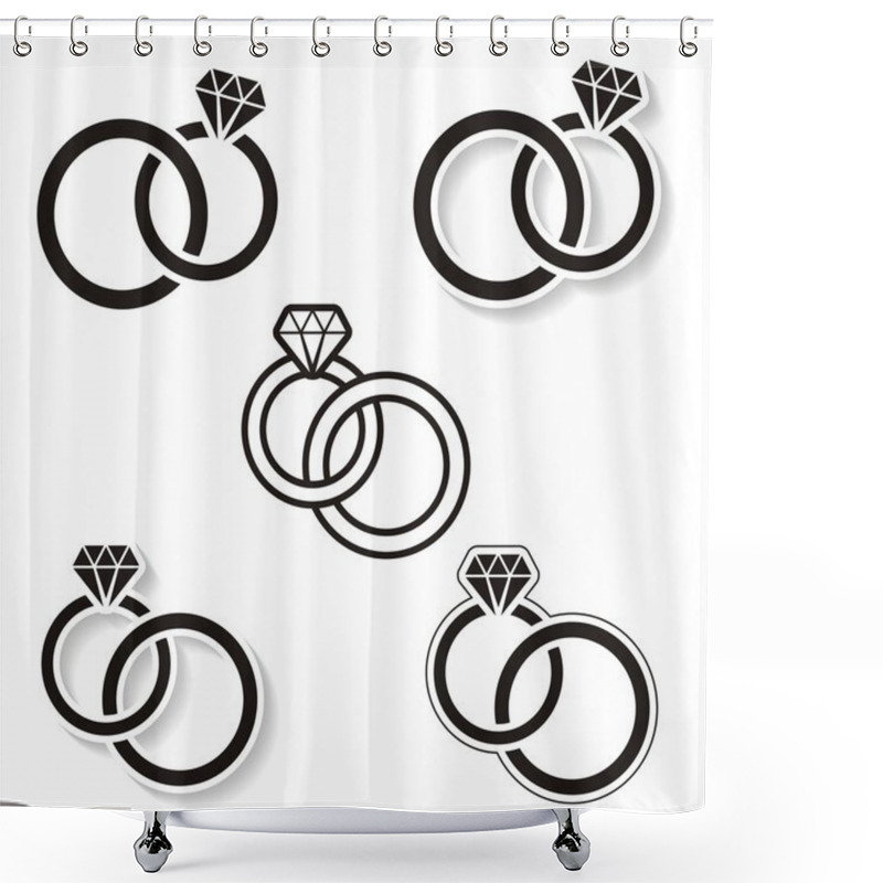 Personality  Wedding Rings Shower Curtains