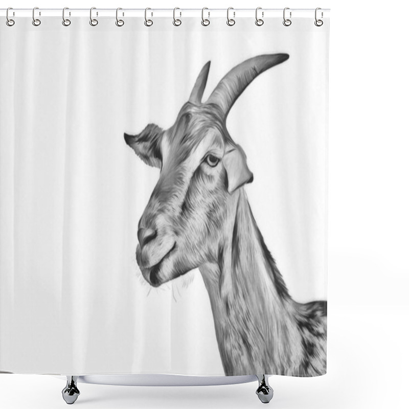 Personality  Drawing Goats, Portrait Shower Curtains