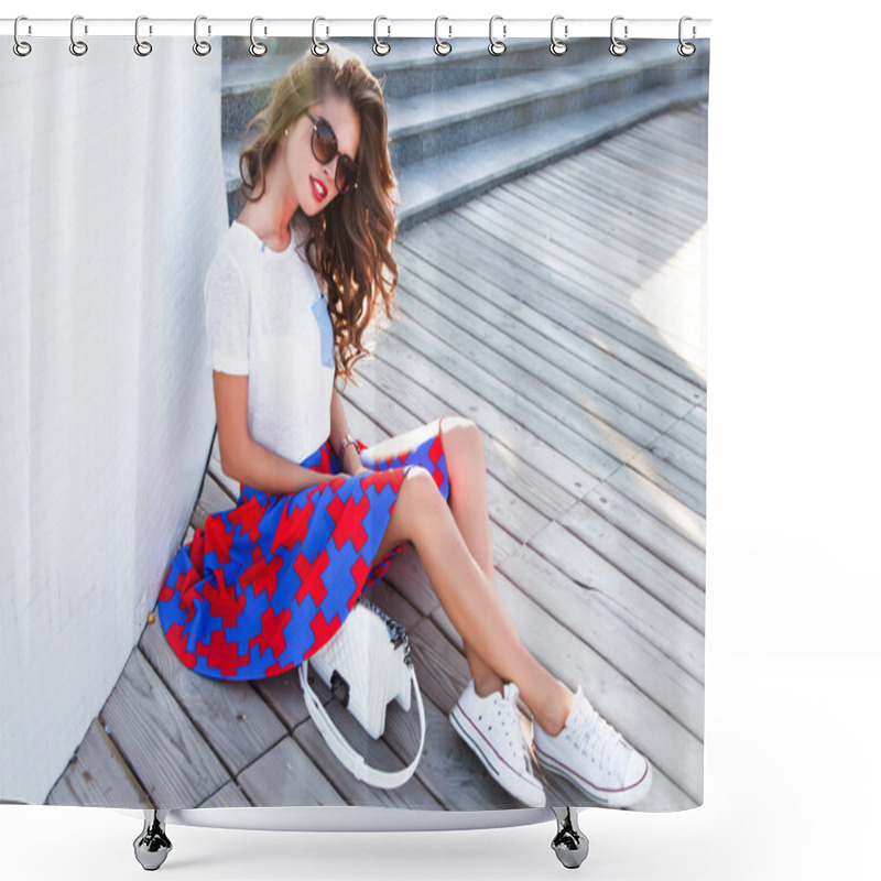 Personality  Beautiful Young Brunette Woman Shower Curtains