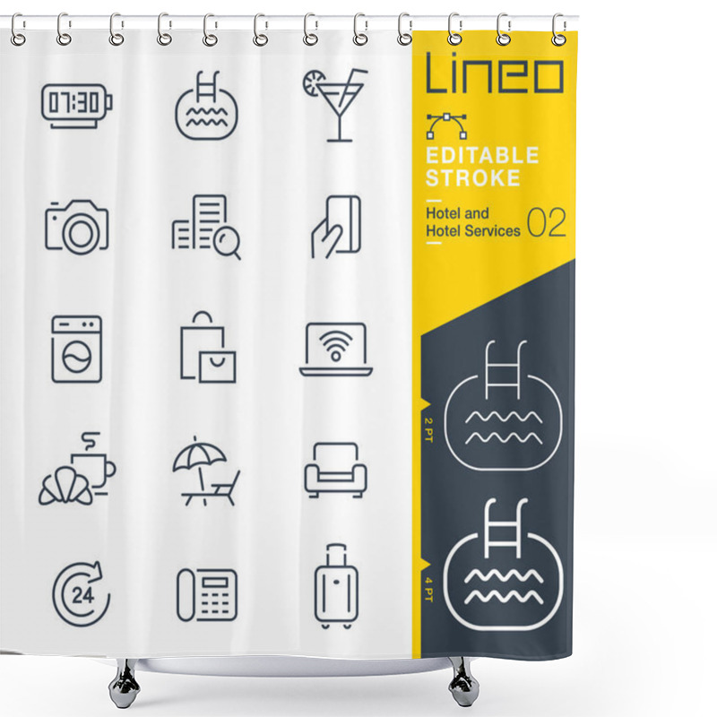 Personality  Lineo Editable Stroke - Hotel Line Icons Shower Curtains