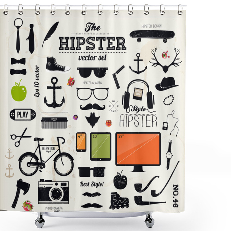 Personality  Hipster Style Infographics Elements And Icons Set Shower Curtains