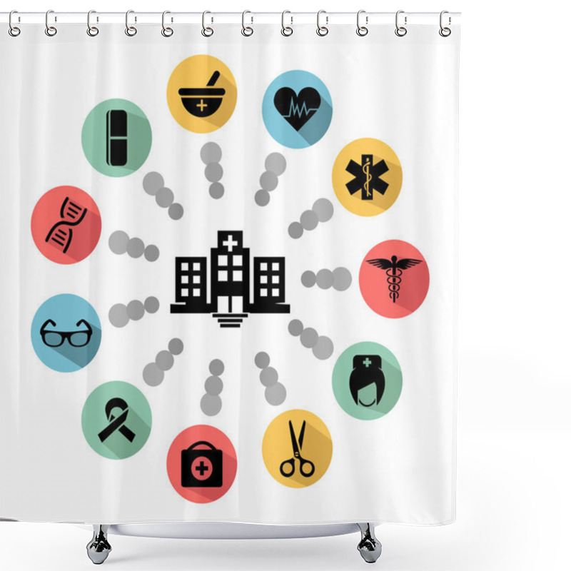 Personality  Clinic And Hospital Vector Icon Set Shower Curtains