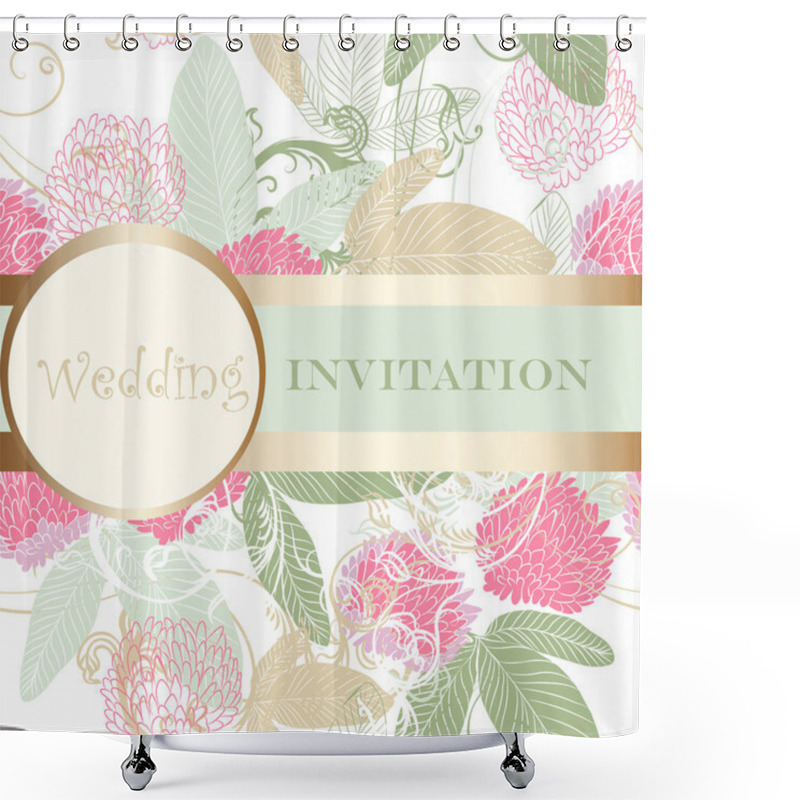 Personality  Cute Wedding Floral Invitation For Design Shower Curtains