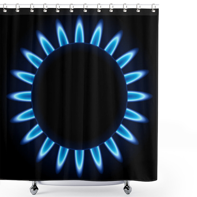 Personality  Blue Flames Ring Of Kitchen Gas Burner Shower Curtains