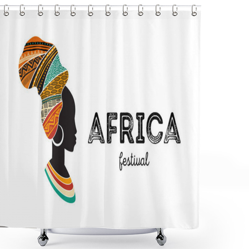 Personality  African Woman Silhouette With An African Map As A Head Wrap. Concept Design And Illustration Shower Curtains