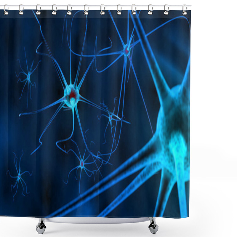 Personality  Blue Nerve Cell In Human Neural System Shower Curtains