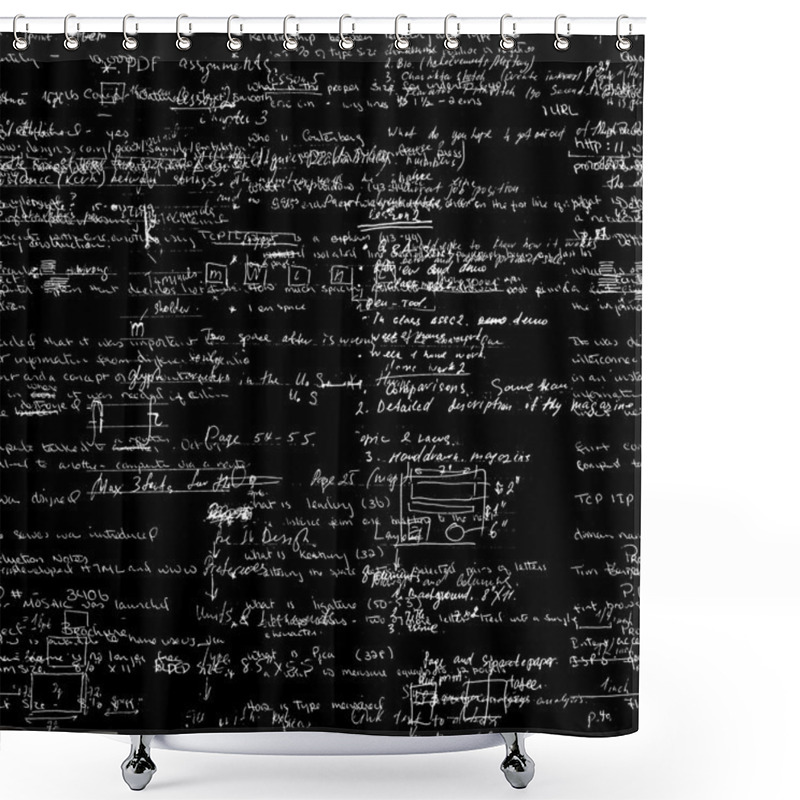 Personality  Seamless Pattern With Handwriting Text. Calligraphy Text, Black Background. Shower Curtains