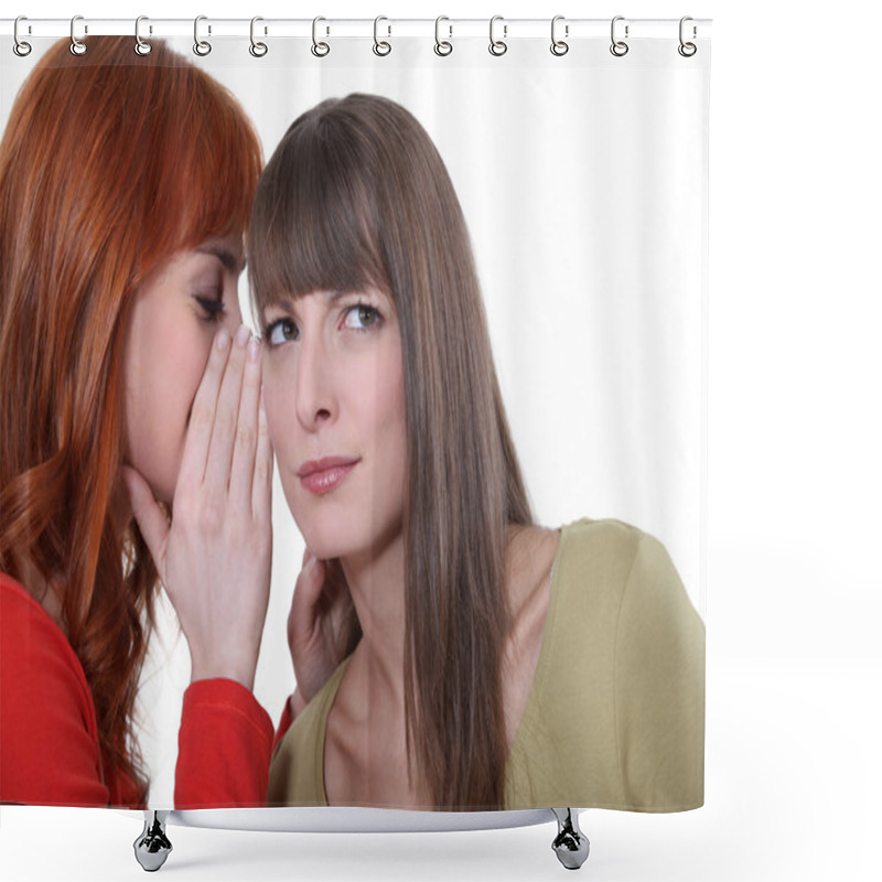 Personality  Woman Whispering Into Her Friend's Ear Shower Curtains