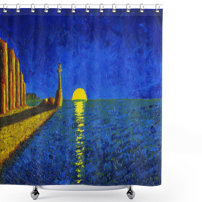 Personality  Lighthouse On The Sea Shore. Shower Curtains