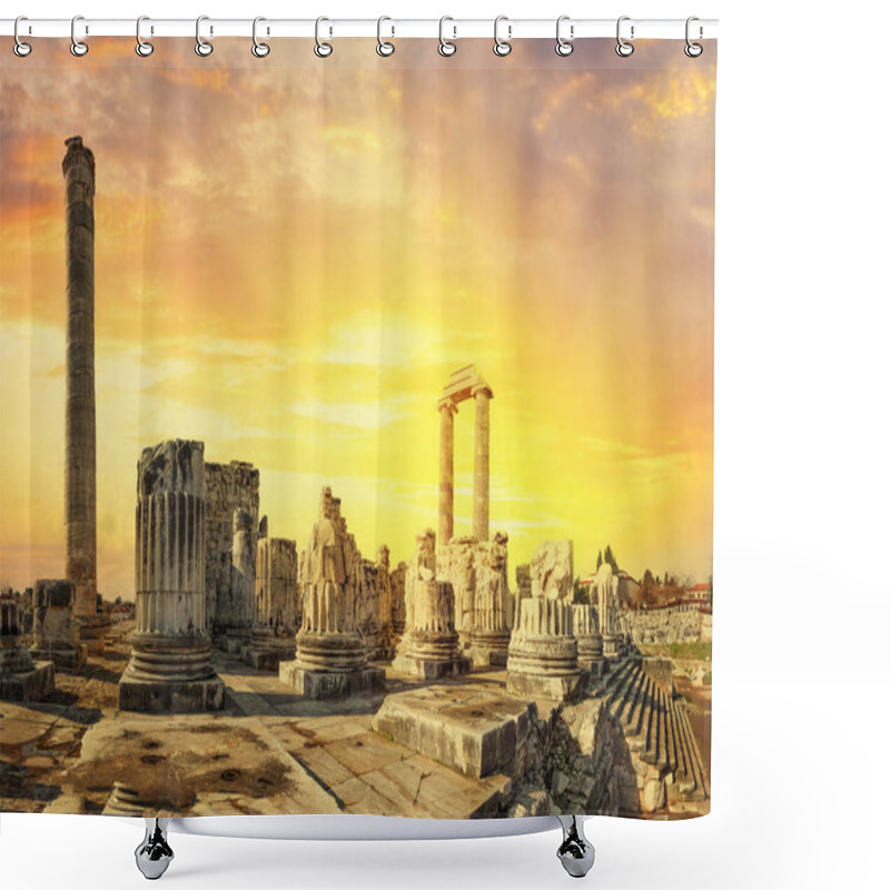 Personality  Temple Of Apollo In Ancient City Of Didim At Sunset Shower Curtains