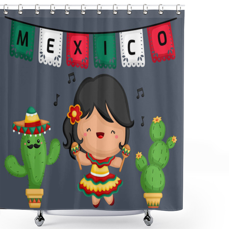 Personality  A Vector Of A Girl Playing Maracas Shower Curtains