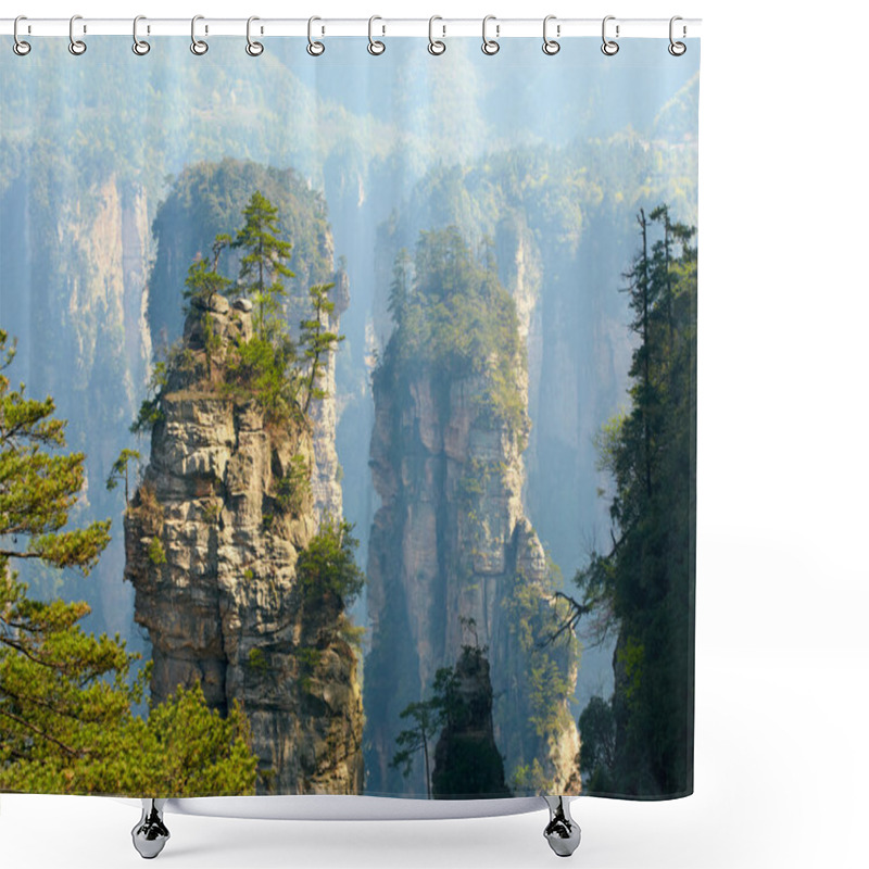 Personality  Zhangjiajie National Park, China. Avatar Mountains Shower Curtains