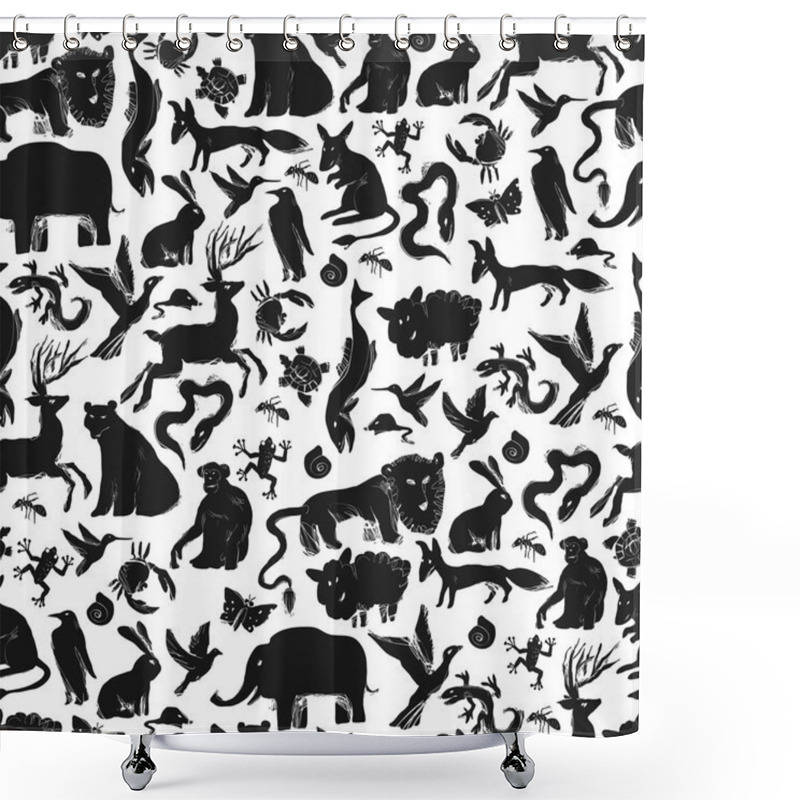 Personality  Group Of Animals Silhouettes. Shower Curtains