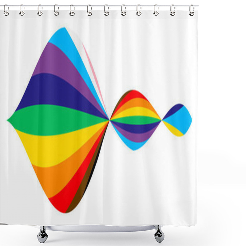 Personality  Pride Wavy Lines Shape. Modern Wave Icon With LGBTQ Pride Flag Colours. Colored Striped Shape For Design. Vector Illustration Isolated On White Background. Shower Curtains