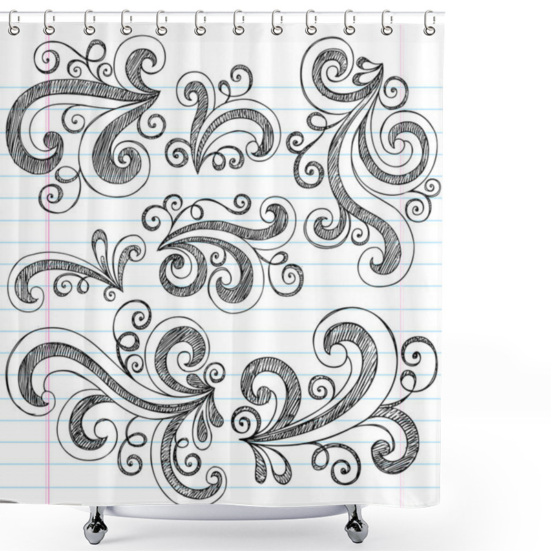 Personality  Sketchy Doodle Swirls Vector Design Elements Shower Curtains