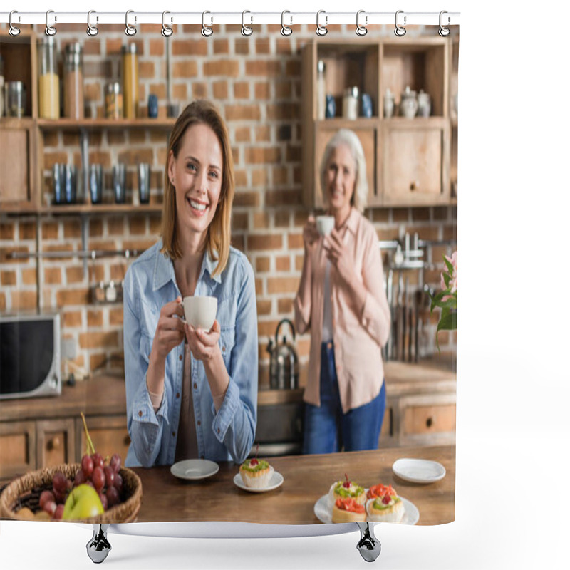 Personality  Women Having Good Time In Kitchen Shower Curtains