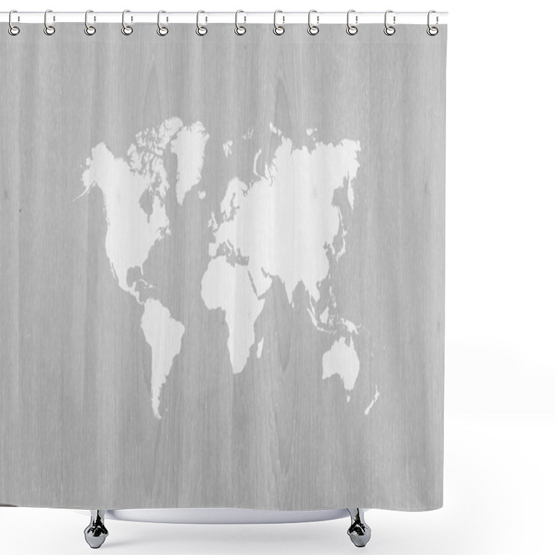 Personality  Wood Texture Surface With World Map Shower Curtains