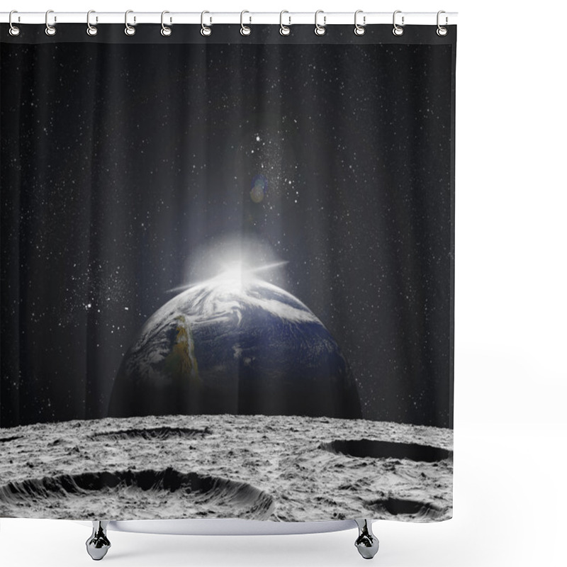 Personality  View Of The Universe From The Moon's Surface. Abstract Illustrat Shower Curtains