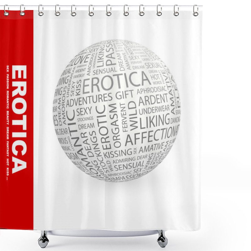 Personality  EROTICA. Globe With Different Association Terms. Shower Curtains