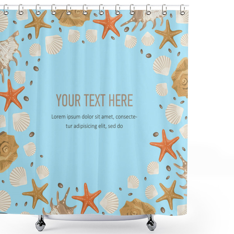 Personality  Summer Marine Square Template Banner Shower Curtains