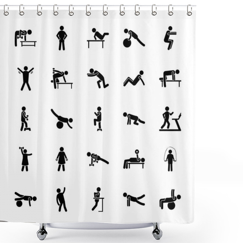 Personality  Physical Fitness Glyph Icons Pack  Shower Curtains