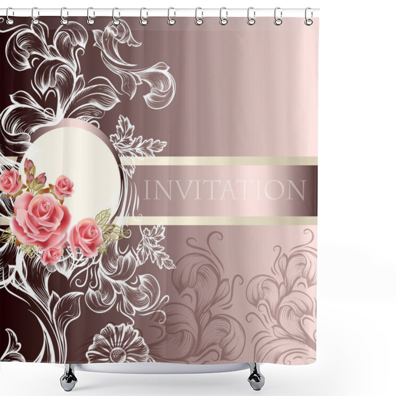 Personality  Elegant Wedding Invitation Card In Pastel Tones Shower Curtains