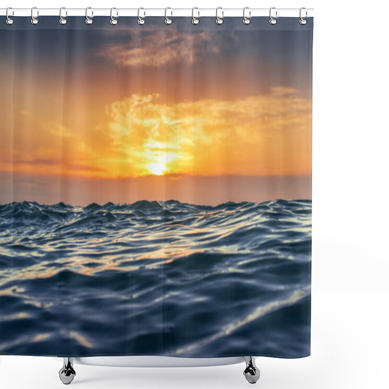 Personality  Sunrise And Shining Waves In Ocean Shower Curtains