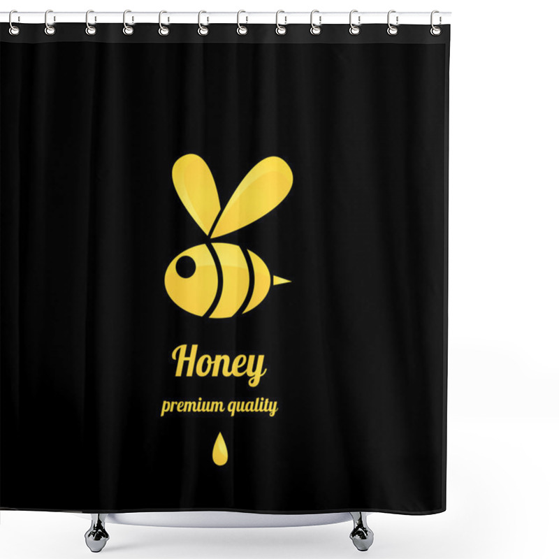 Personality  Vector Golden Bee Icon On Black Background Shower Curtains