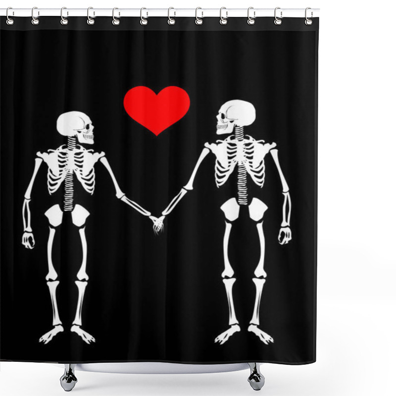 Personality  Illustration With Two Skeletons In Love On The Theme Of Love And Relationships. Shower Curtains