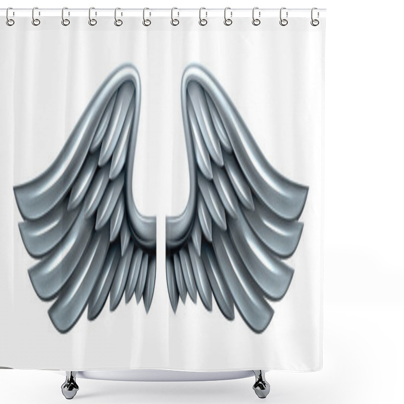 Personality  Silver Steel Metal Wings Shower Curtains