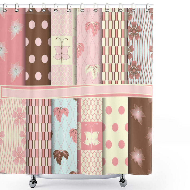 Personality  Abstract Floral Vector Set Of Scrapbook Paper Shower Curtains