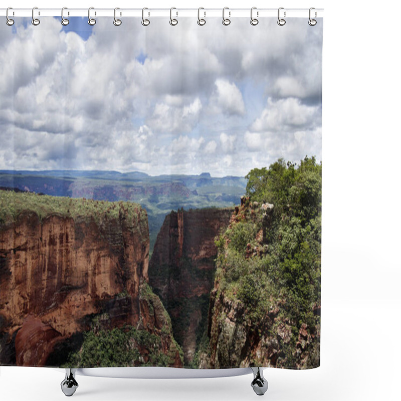 Personality  Landscape At Chapada Dos Guimares, A City Located In Central Brazil, 62 Km From The City Of Cuiaba, The Capital Of Mato Grosso State. It Is The Geographic Center Of South America.  Shower Curtains