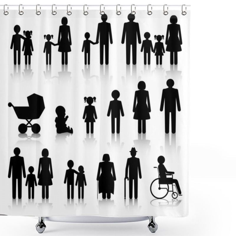 Personality  Family Icons Set With Shadows Shower Curtains