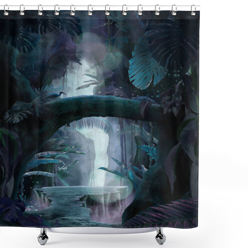 Personality  Inside A Deep Mystical Jungle Canyon At Night, Can Be Used As Background, Wallpaper Shower Curtains